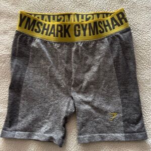 Gymshark Flex Heather Gray Shorts with Yellow Band